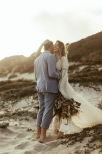 beach elopement wedding natural posing and prompt ideas clients engaged comfortable