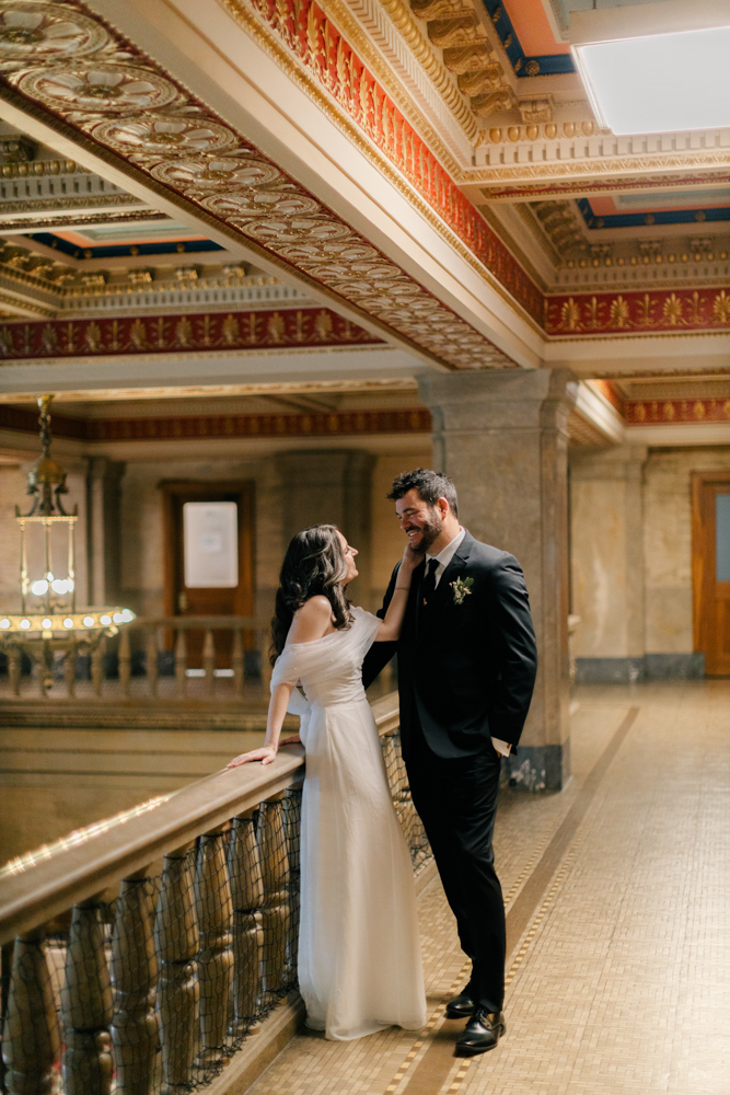 Downtown Asheville Courthouse Wedding portrait in hall