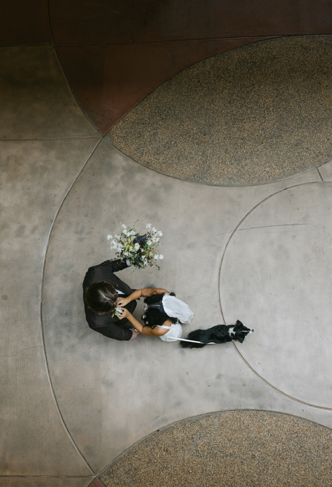 looking down at couple at elopement