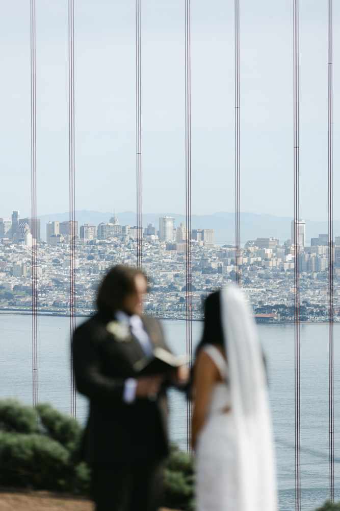 Bride and groom portrait Golden Gate Bridge