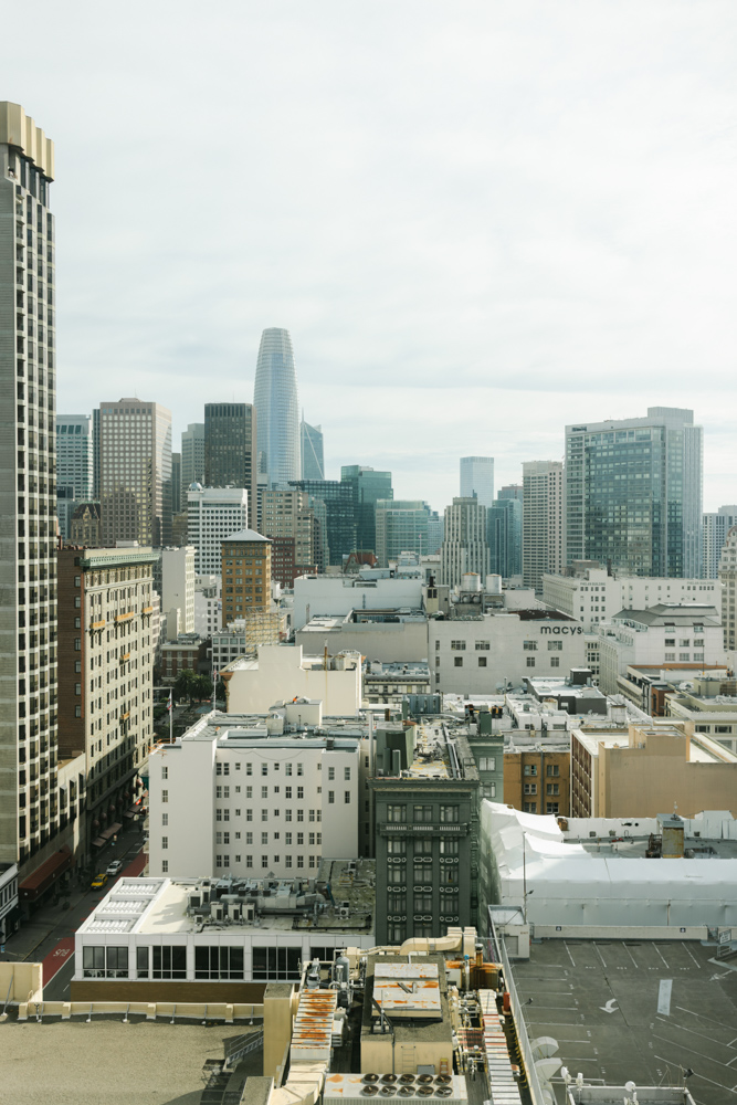 San Francisco skyline from downtown hotel window