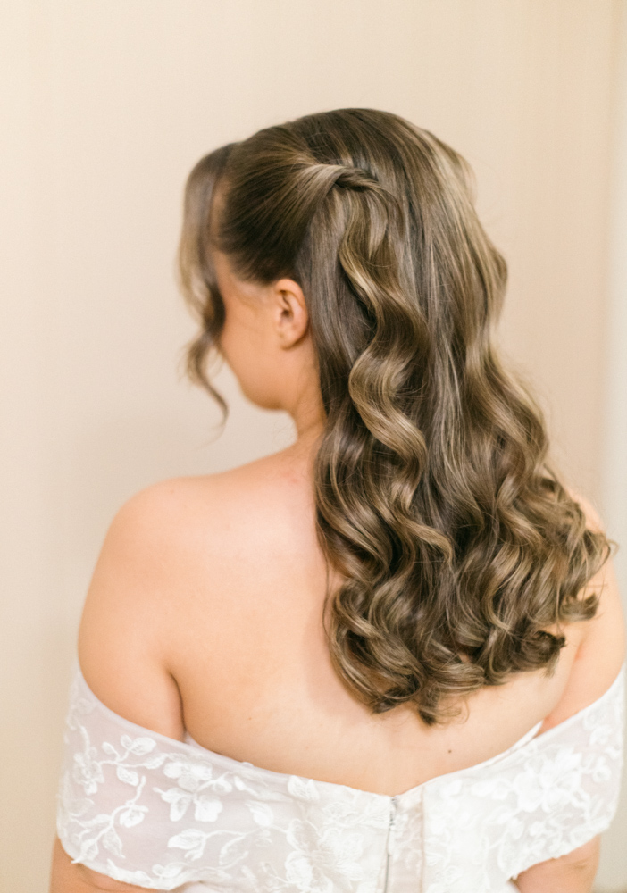 Soft curled bridal hairstyle