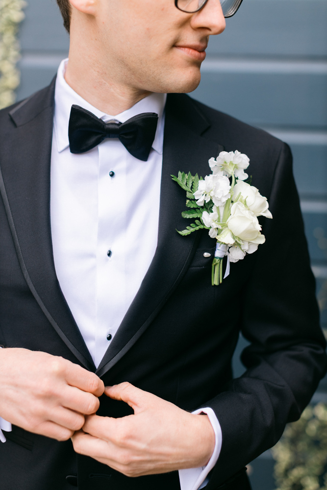 Closeup groom tuxedo portrait