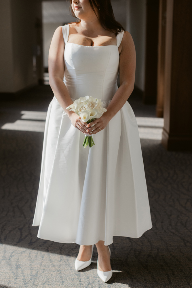 Bride holding bouquet during Spartanburg County Courthouse wedding