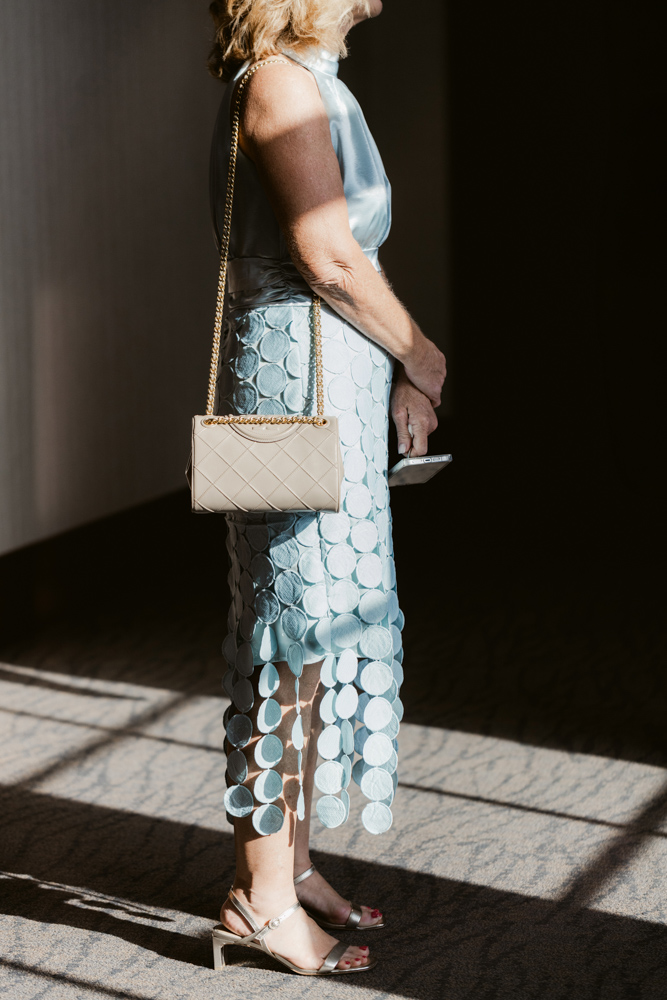 Wedding guest waiting inside the Spartanburg County Courthouse