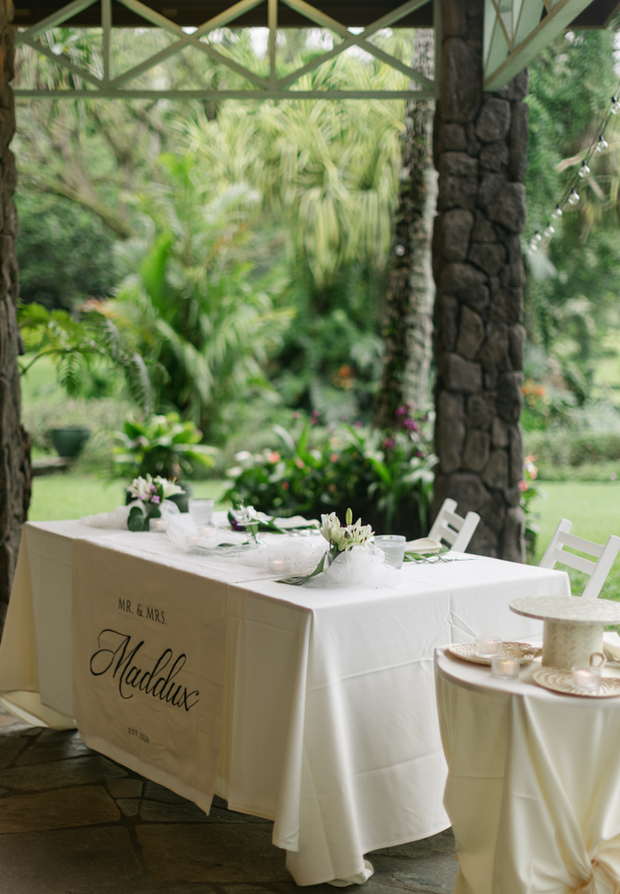 Wedding sweetheart table with tropical view