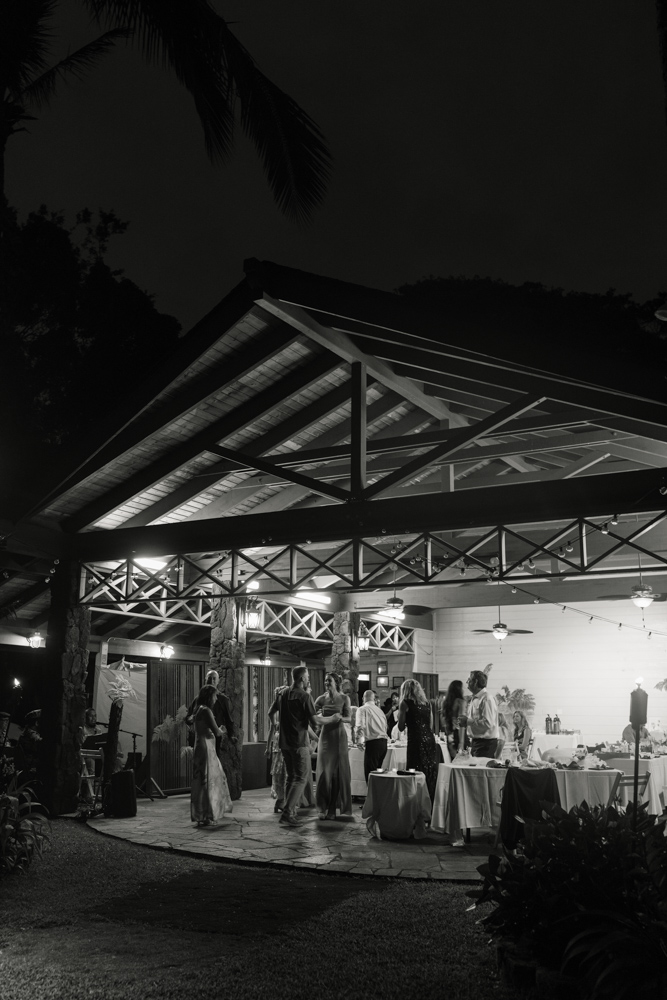 Outdoor wedding reception at night