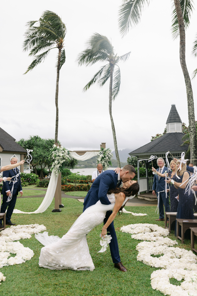 Bride and groom celebrating after ceremony