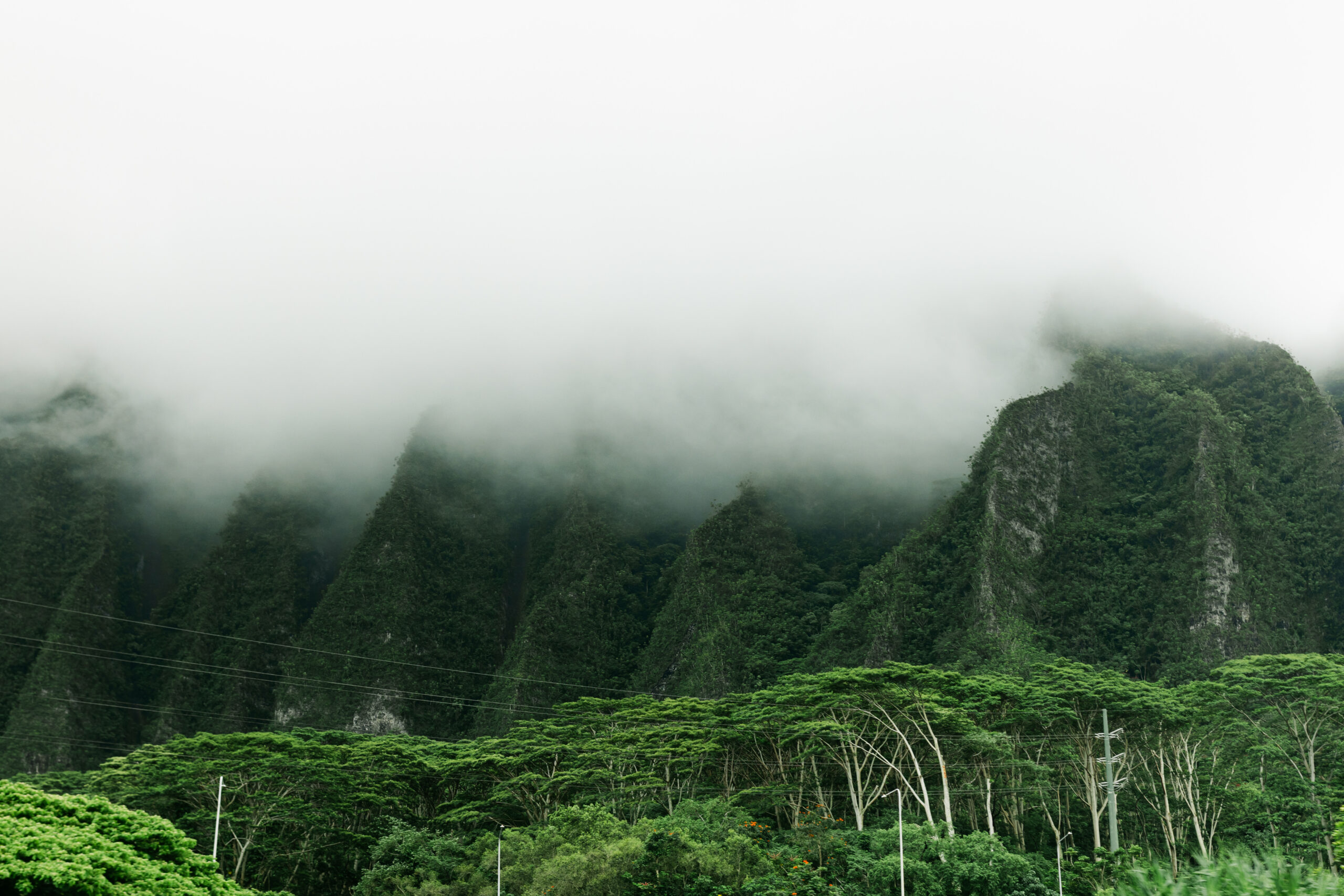 Koʻolau Mountains covered in tropical clouds